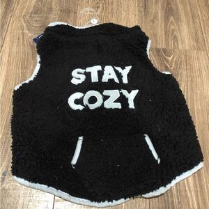 NEW Pet Black Fleece Vest with 'Stay Cozy' Text Size L For Dogs